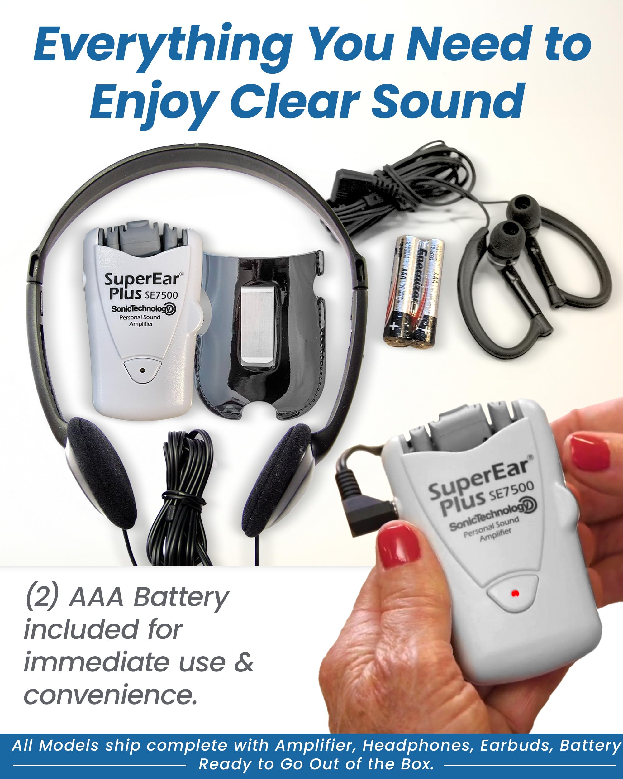 SuperEar Model SE7500 for Seniors - Sound Amplifiers for Seniors Super Ear Personal Sound Amplifier Sound Amplifier Listening device Noise Cancelling Remote Microphone and Audio Accessories 50dB