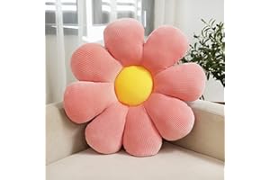 CRUSHHOMES Flower Pillow Cute Daisy Floor Cushion Soft Plant Pillows Preppy Aesthetic Home Decor for Bedroom, Living Room(Pink,14.5")