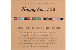 Korotho Natural Crystal Milestone Birthday Bracelet Gifts for Girls Women, Happy Birthday Adjustable Bracelets Present Christmas Gift for Daughter Granddaughter Niece Sister Friends Mom Auntie
