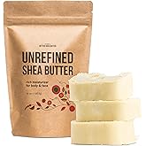 Raw Shea Butter - 100% Pure African Shea Butter for Hair and Body | with Natural Smoky Scent | Unrefined Moisturizer for Dry Skin, DIY Lip Balm, Body Butter and Soap 1lb Bar