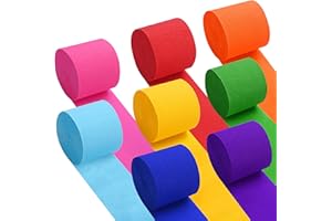 Oubest Rainbow Crepe Paper Streamers Party Decorations, 8 Rolls Colorful Streamers for Rainbow Themed Birthday Baby Shower Bachelorette Party Wedding Bridal Shower Christmas Decorations DIY Crafts