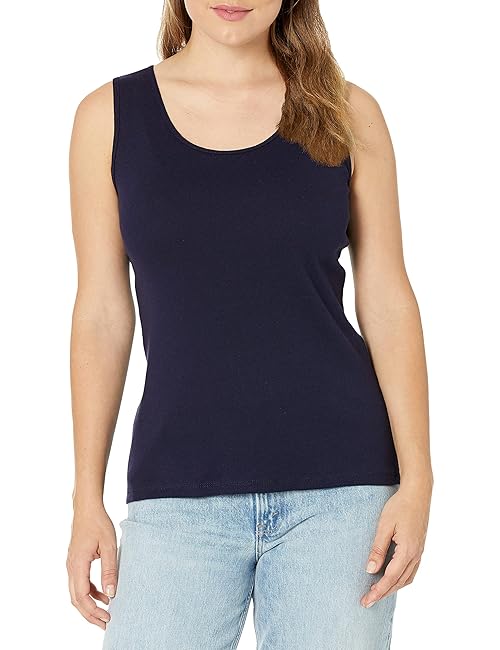 Hanes Women's Shirts, Women’s Mini-Ribbed Cotton Tank Tops, Women’s Sleeveless T-Shirts, Women’s Tanks