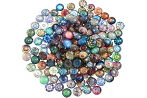 ULTNICE Dangle Earrings 200pcs Round Glass Mosaic Tiles Mixed Mosaic Glass Pieces for DIY Crafts Jewelry Making 10mm Bracelets Beads