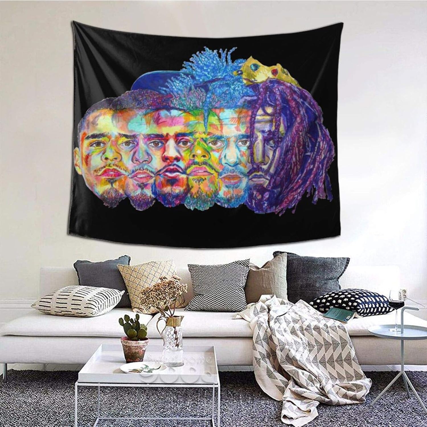 MAJJAKJH Decorative Tapestry J.Cole Art Wall Hanging Bedroom Living Room Dormitory TV Background Wall Blanket 60 X 51 inches