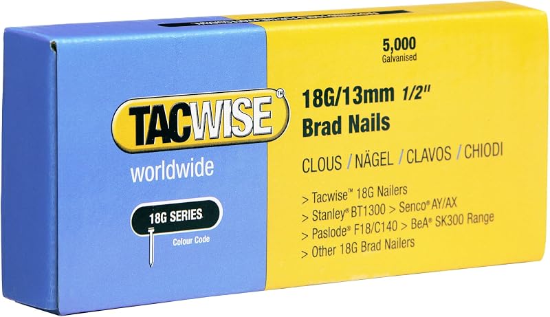 Tacwise 0393 18G 13mm Galvanised Brad Nails Pack of 5000