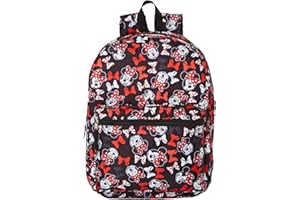 RALME Disney Minnie Mouse Backpack for Kids and Adults, 16 inch, Red and Black