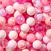 BERMRO 16mm Acrylic Bead 100pcs Pink Focal Spacer Bead Chunk Bubblegum Beads for DIY Crafting Necklace Bracelet Jewelry Making Keychain (Pink)