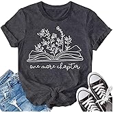 LBP Bookworm Women Reading Shirt One More Chapter Shirt Floral Book T-Shirt Book Lover Tees Teacher Tops