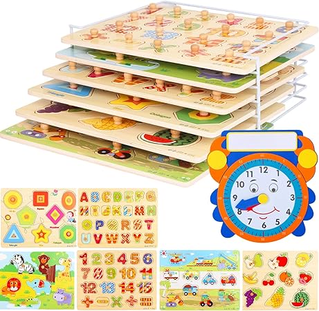 Amazon Co Jp 木製幼児用パズルとラックのセット 6個 収納ホルダーラックと学習用時計付き お子様の教育に 幼稚園 ペグパズル 子供 赤ちゃん 男の子 女の子 アルファベット 数字 動物園車 ホーム キッチン Amazon Co Jp 木製幼児用パズルとラックのセット 6個 収納ホルダーラックと学習用時計付き お子様の教育に 幼稚園 ペグパズル 子供 赤ちゃん 男の子 女の子 アルファベット 数字 動物園車 ホーム キッチン