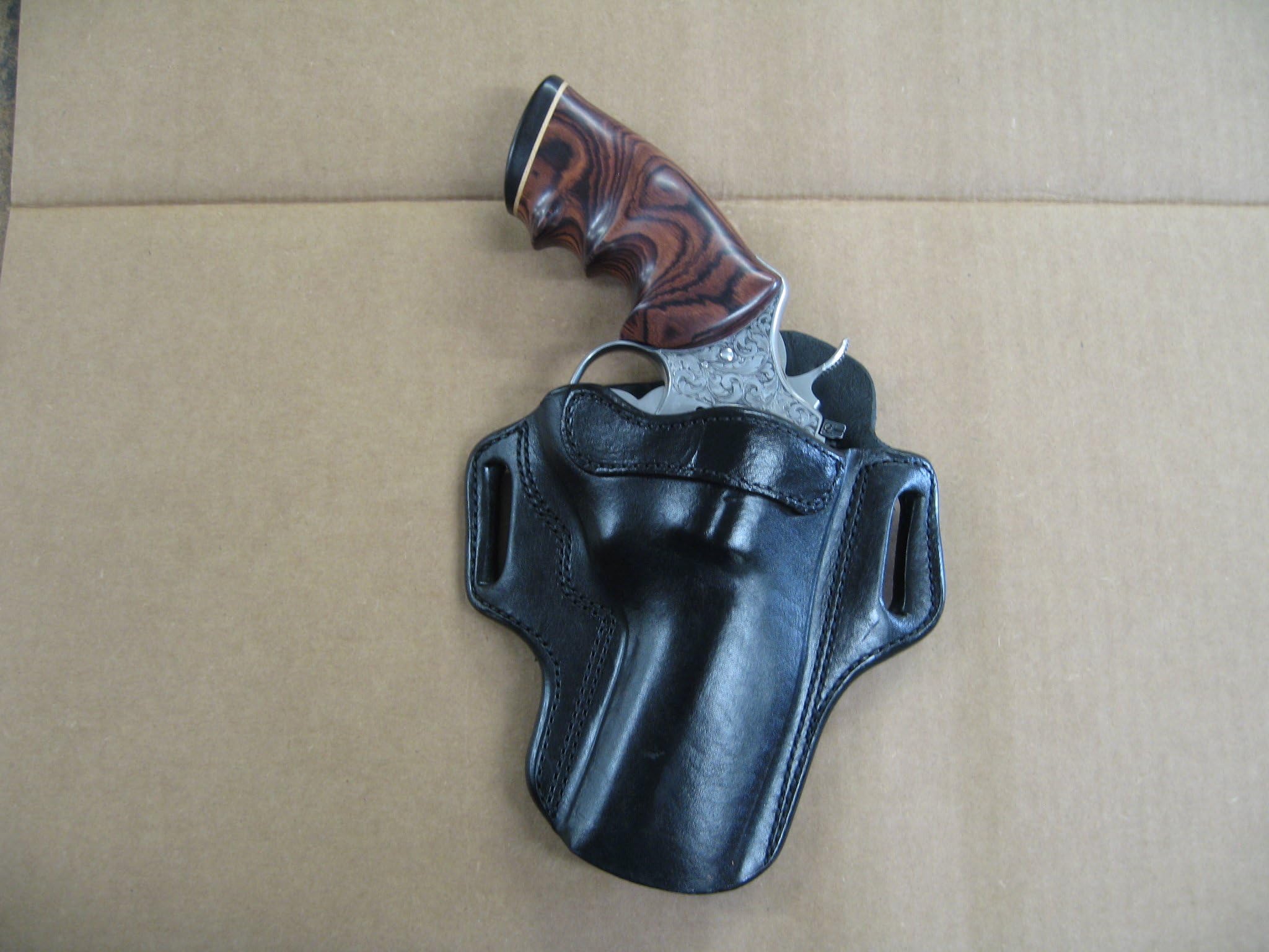 Colt Python Revolver 4" Barrel Leather 2 Slot Pancake Belt Holster Black CCW RH