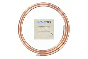 BELLA BAYS Copper Tubing 1/4" OD x 0.195" ID x 5 ft, 99.9% C12200 ASTM B280 Refrigeration ACR Tubing Seamless Soft Coil Round T2 Pure Copper Tube for HVAC System, Refrigerator, Industry, DIY