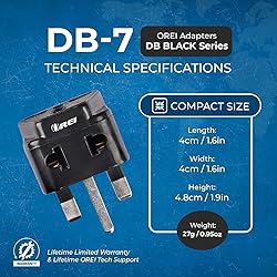 OREI USA to UK Travel Plug Adapter - Type G Travel