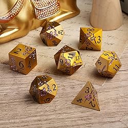 DNDND Flower Metal DND Dice, 7 PCS Heavy Solid