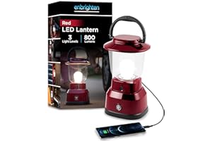 Enbrighten LED Large Camping Lantern, Battery Powered, USB Charging, 800 Lumens, 200 Hour Runtime, Carabiner Handle, Hiking Gear, Emergency Light, Blackout, Storm, Hurricane