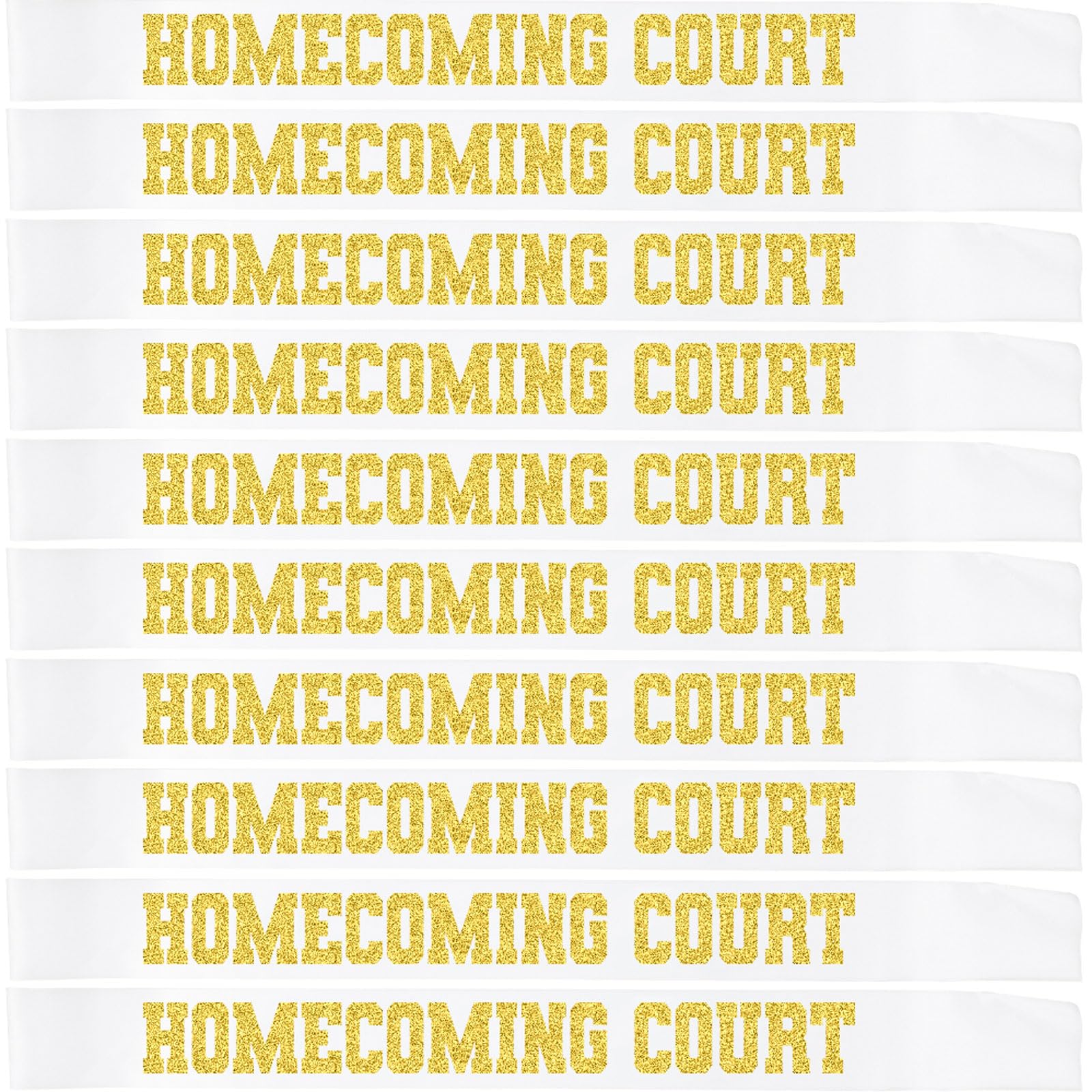 Photo 1 of 10 Pcs Homecoming Court Sashes 2026 White with Gold Glitter Letter for School Cosplay Pageants Homecoming Party Dance Graduation Party Favors (White + Gold)