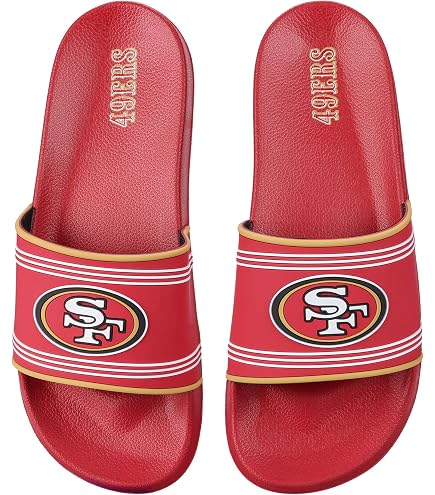 FOCO San Francisco 49ers Striped Raised Slide sandals Size M 9/10 Amazon.com: FOCO San Francisco 49ers Legacy Sport Slide  main image 4
