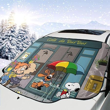 Amazon スヌーピー カーフロントカバー 車用凍結防止カバー 凍結防止シート 凍結防止カバー フロントガラス凍結防止シート 車フロントガラスカバー フロントカバー 防水 雪対策 四季対応 Suv 車 紫外線カット 車 バイク 車 バイク