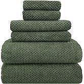 YTYC 29x59 Inch Bath Towels Set of 6 Large, Super Soft Lint Free Lightweight Microfiber Shower Towels for Bathroom 80% Polyester (Olive Green, 6 Piece)