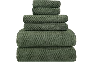 YTYC 29x59 Inch Bath Towels Set of 6 Large, Super Soft Lint Free Lightweight Microfiber Shower Towels for Bathroom 80% Polyester (Olive Green, 6 Piece)