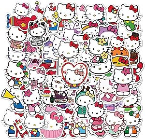 JIANGER Hello Kitty Stickers 100PCS Japanese Kawaii Stickers Vinyl Waterproof Stickers for Kids Teens Adults Laptop Water Bottles Skateboard Guitar