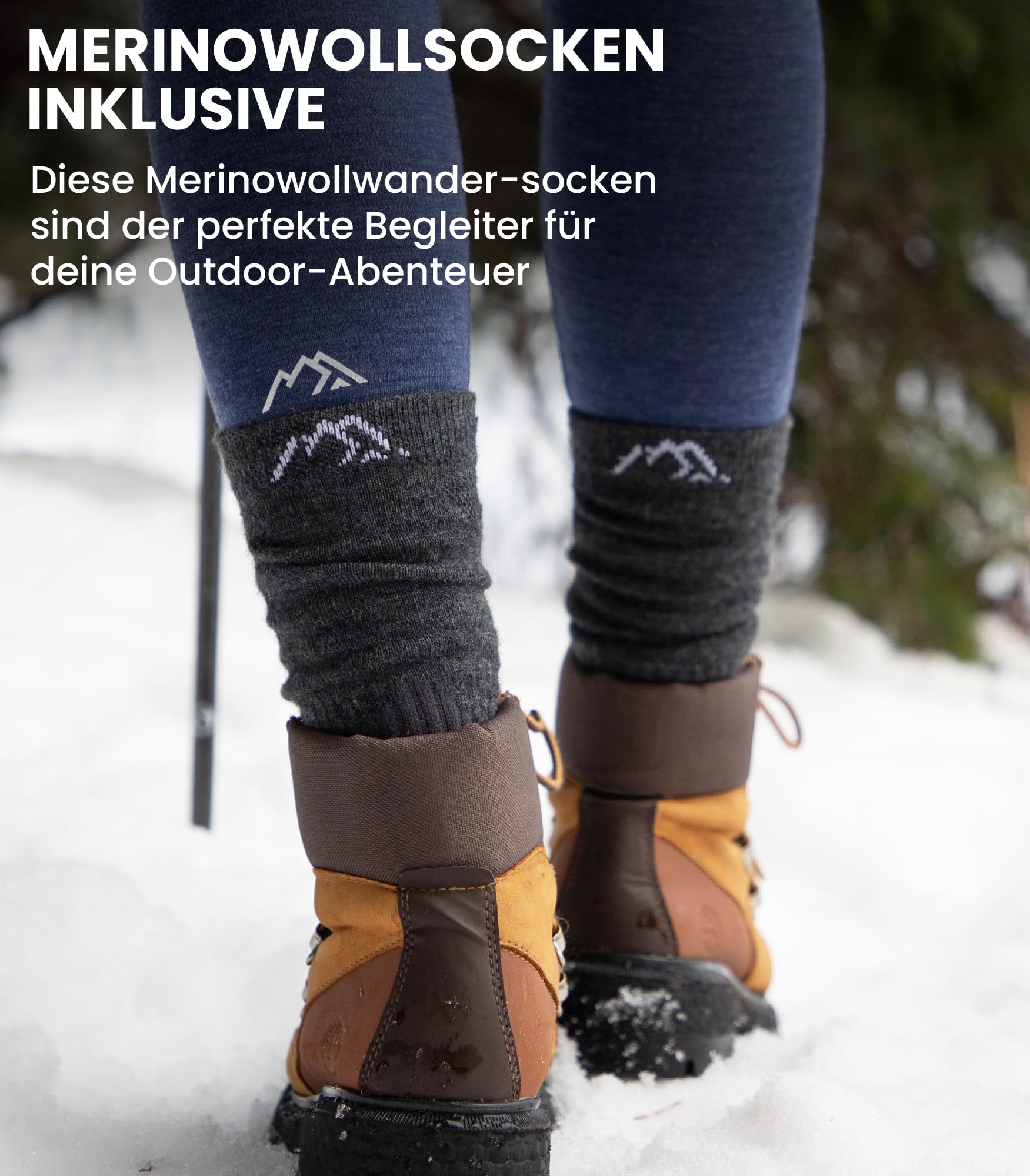 Merino.tech 100% Merino T Shirt Damen - Merinowolle Sport Wandern Thermoshirt Damen + Wandersocken (Medium, Black Crewneck) 6