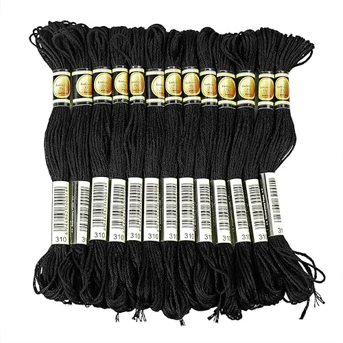 Black Embroidery Floss, 24 Skeins Embroidery Thread Friendship