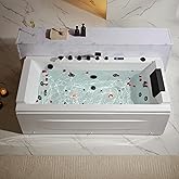 Empava Acrylic Whirlpool Bathtub, 71-Inch Jetted Bathtub with Healing Chromotherapy, Heated Soaking tub with LED Control Pane