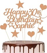 EDSG Personalised Birthday Cake Topper - Custom Name & Age, Double Sided Glitter
