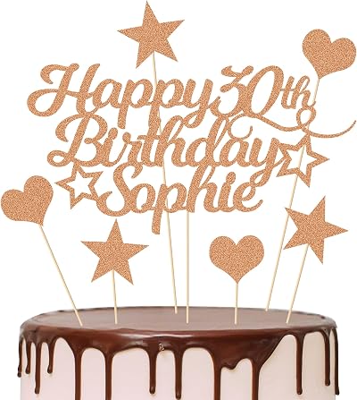 EDSG Personalised Birthday Cake Topper - Custom Name & Age, Double Sided Glitter