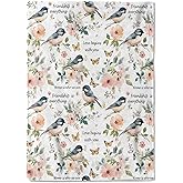coedoaes Cute Bird Fleece Blanket - 50x60in Rustic Flower Butterfly Throw Blankets,Soft Cozy Lightweight, Ideal for Living Room Home Farmhouse Decor and Kids Women Girls Spring Gifts