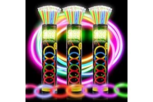 JSronms 300 Ultra Glow sticks bulk party pack，8" Neon Glowsticks Easter Party Favors，Glow sticks for kids，Halloween Glow in the Dark Party Supplies Pack、With Bracelets and Necklaces