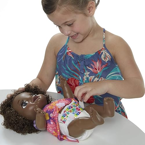 Baby Alive Happy Hungry Baby Black Curly Hair Doll, Makes 50+