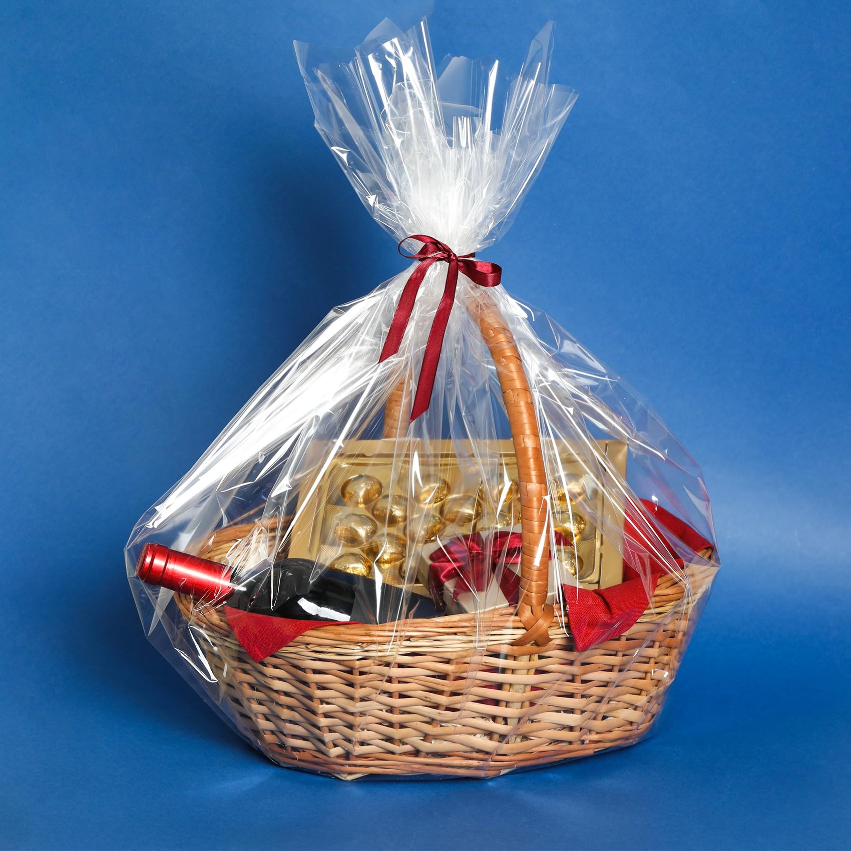 Morepack Large Cello/Cellophane Bags,30x 40 Inches Clear Basket Bags OPP Plastic Cellophane Wrap for Gift Baskets Packaging 10 Pieces