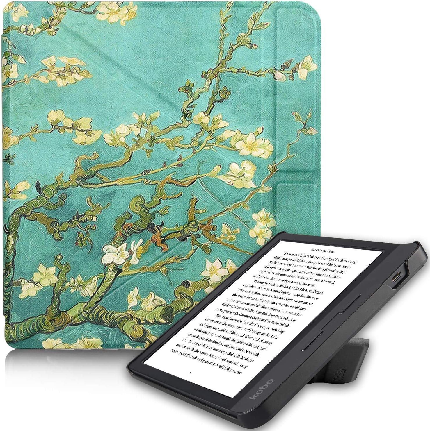 CoBak Kobo Libra Case with Stand Libra H2O Origami Protective PU Leather Smart
