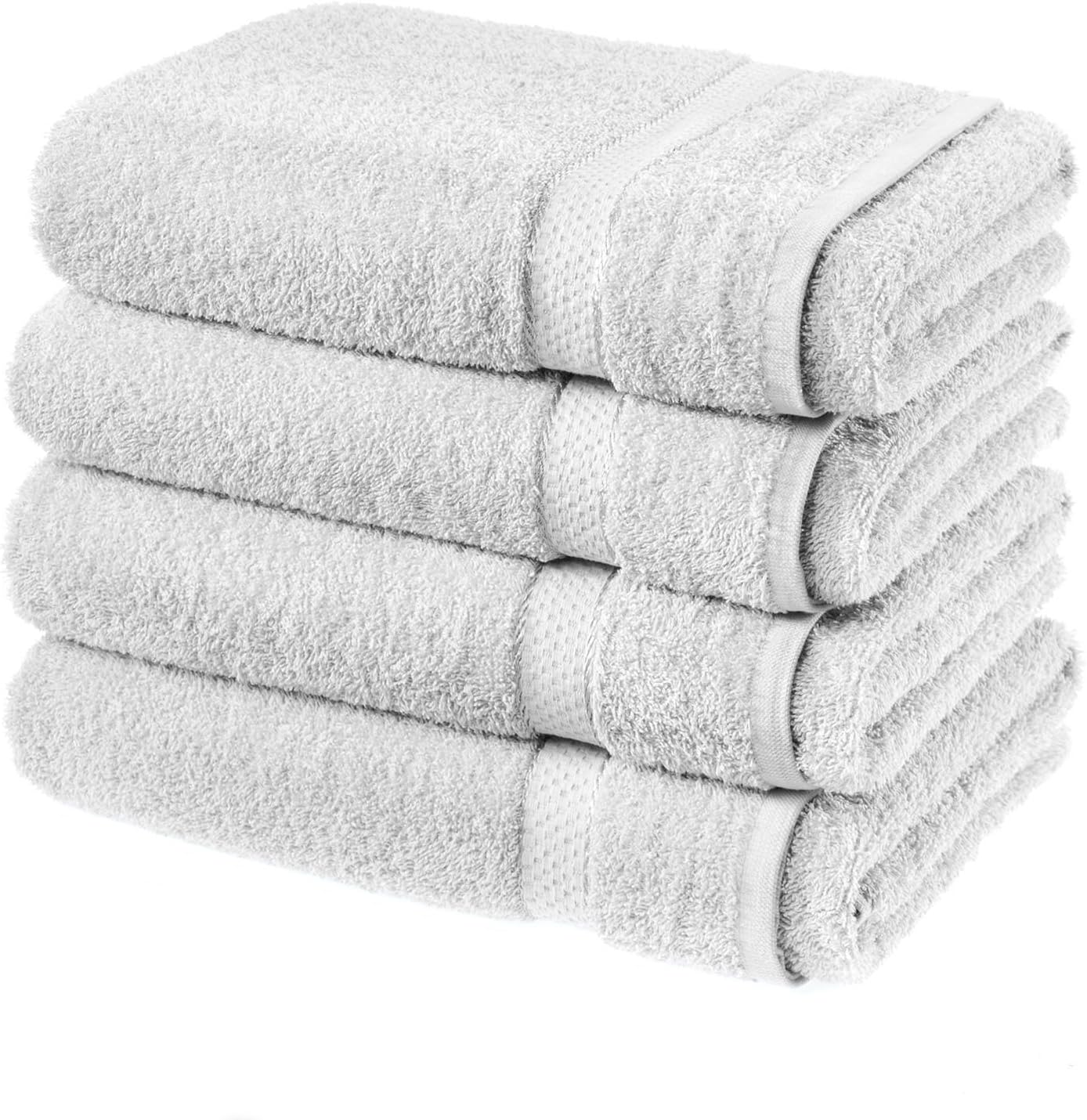 TEXTILE ARENA LUXURY 4 PACK BATH SHEETS 100% COTTON STRIPE BATHROOM SHOWER SHEET NEW (SILVER)