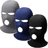 3 Pieces 3 Hole Ski Mask Knitted Full Face Cover Adult Balaclava Knit Ski Face Cover Thermal Knitted Head Wrap for Men Women