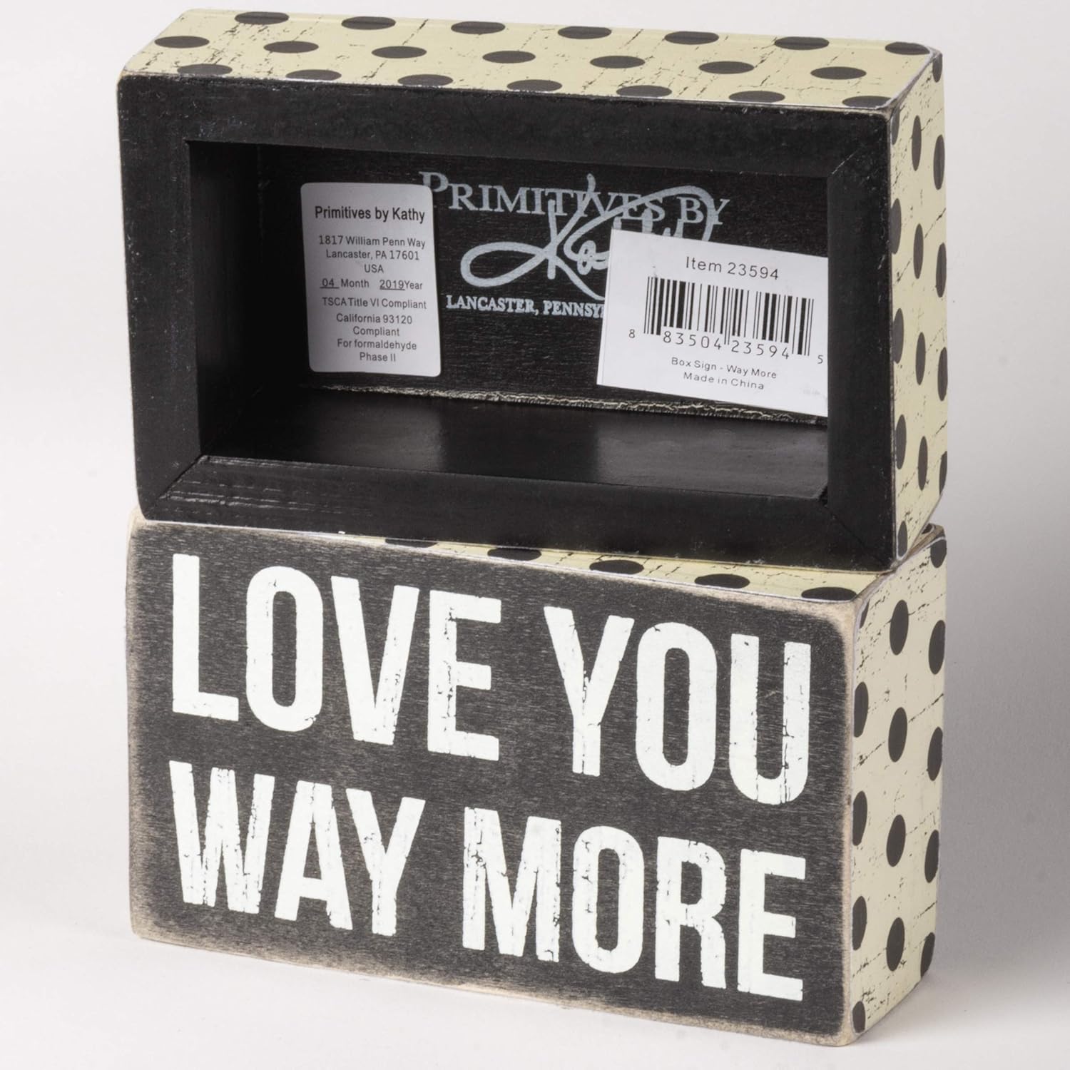 Primitives by Kathy 23238 Chevron Trimmed Box Sign, 3 x 3-Inches, I Love You: Home & Kitchen