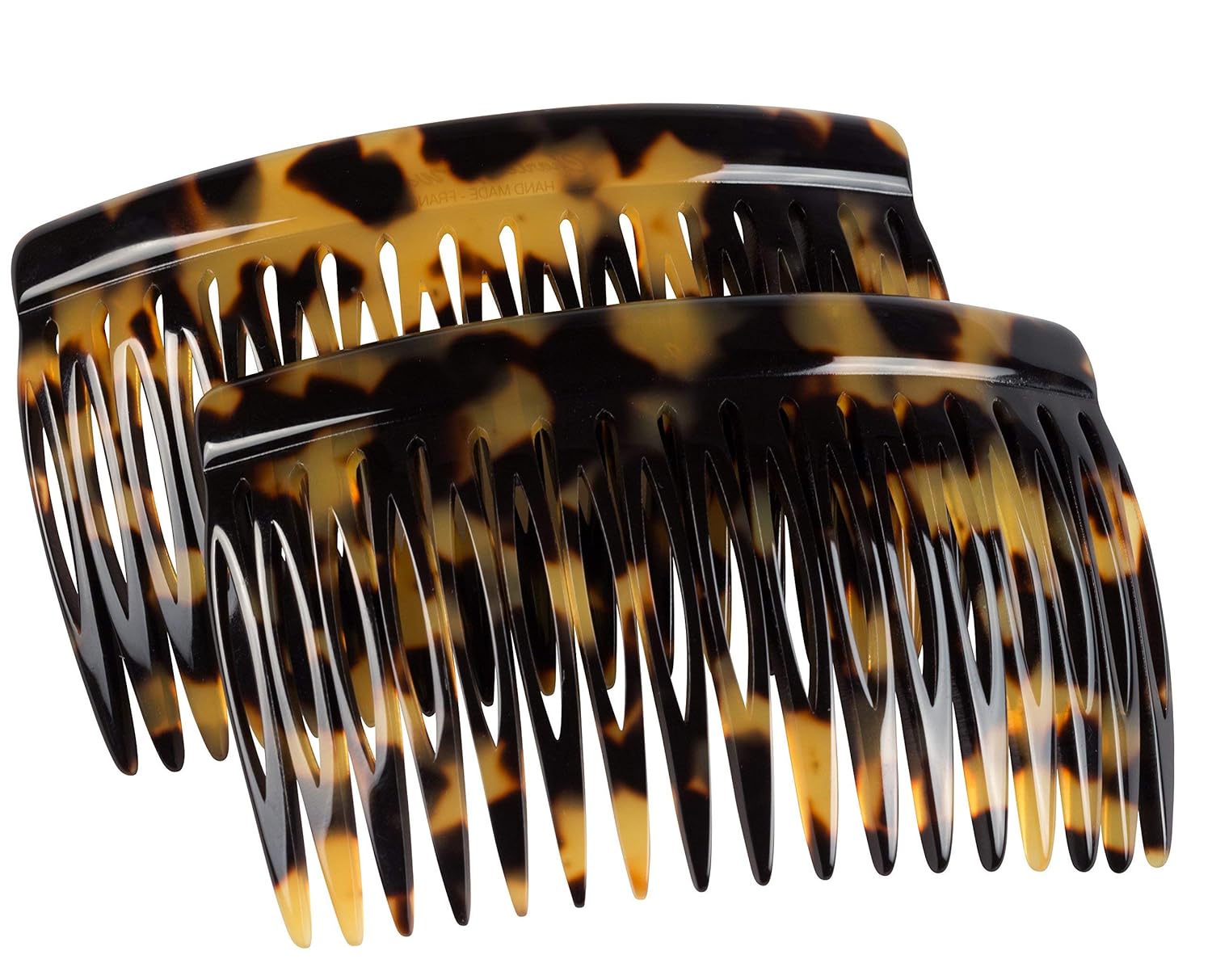 Charles J. Wahba Side Comb (Paired) - 17 Teeth (Mock Tortoise Color) Handmade in France : Decorative Hair Combs : Beauty