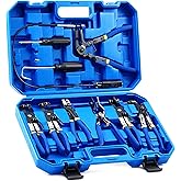 Orion Motor Tech 9pcs Hose Clamp Pliers for Fuel Oil & Water Hoses, Automotive Long Reach Hose Clamp Remover Kit with Flexible Wire Clic R Type Swivel Jaw Flat Band Pliers Case, Blue