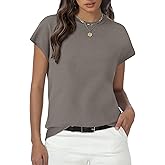 Womens Tops Summer Sweater Short Sleeve Shirts Dressy Casual Basic Casual Cap Sleeve Tops Beach Vacation Clothes