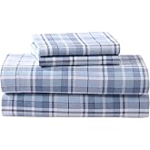 Laura Ashley - Queen Sheet Set with Fitted Sheet &amp; Pillowcases | 100% Cotton Flannel, Deep Pocket Fitted Sheet, Flat Sheet &amp; Pillowcases Included