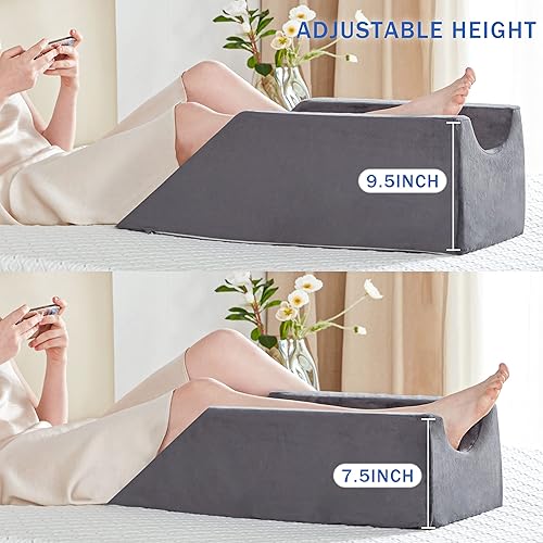 Kingfun Adjustable Leg Elevation Pillow with Dual Handles, Support