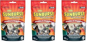 Higgins 3 Pack of Sunburst Gourmet Natural Bird Treats, 5 Ounces Each, Fruits and Veggies Flavor, for Conures Parrots and Macaws