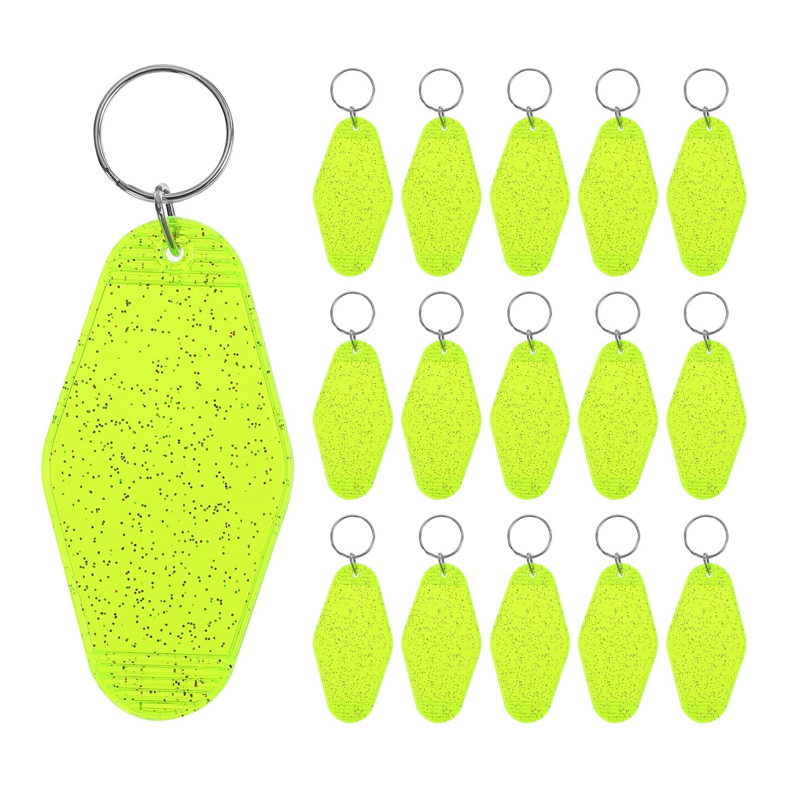 PATIKIL Vintage Motel Keychain, 16 Pack Blank Hotel Keychains Rhombus Retro Key Tag for DIY Crafts Ornament Backpack Luggage Labels Tags, Clear Green with Spots