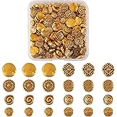 Craftdady 160Pcs Antique Gold Flat Round Spacer Beads 6-12mm Tibetan Metal Coin Disc Circle Loose Beads for Jewelry Crafts Making Hole:1-2mm