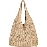 WantGor Crochet Bags, Beach Mesh Tote Bag Womens Shoulder Shopping Handbag Casual Travel Totes Bag Foldable Hobo Bags