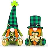 LEKSON St Patricks Day Gnomes Decorations, Lucky Shamrock Boy & Girl Irish Gnome with Weighted Bottom, Shelf Sitters for Tiered Trays, Farmhouse Mantel & Table Decor Gift