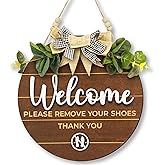 Woodamore Welcome Please Remove Your Shoes Sign For Front Door - Please Take Your Shoes Off Sign, No Shoes Sign For House, Please Take Off Your Shoes Sign Wall Hanging