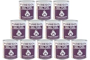 ROUNDFIRE Firesol 12 pack Gel Fuel Cans for Fire Bowl, Fireplace, Gel Fire, Tabletop Fire Bowls, Warming, Indoor & Outdoor