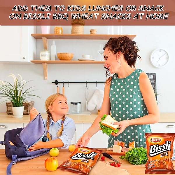 OSEM BISSLI BBQ FLAVORED CRUNCHY WHEAT SNACK -NO FOOD COLORING OR PRESERVATIVES, 2.5 OUNCE BAGS (PACK OF 12)